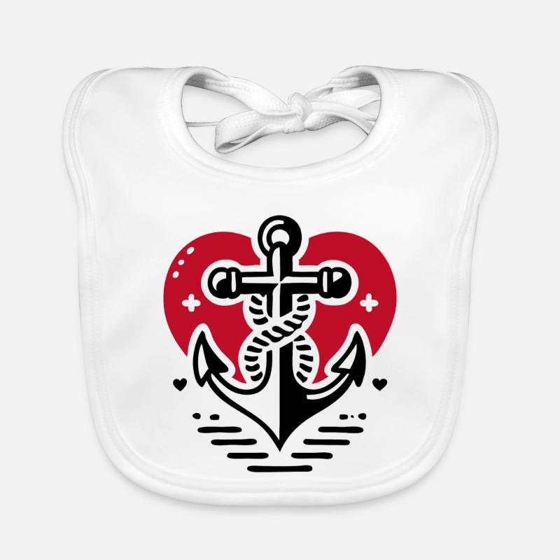 Ancre de Heart Cross Bavoir bio Bébé