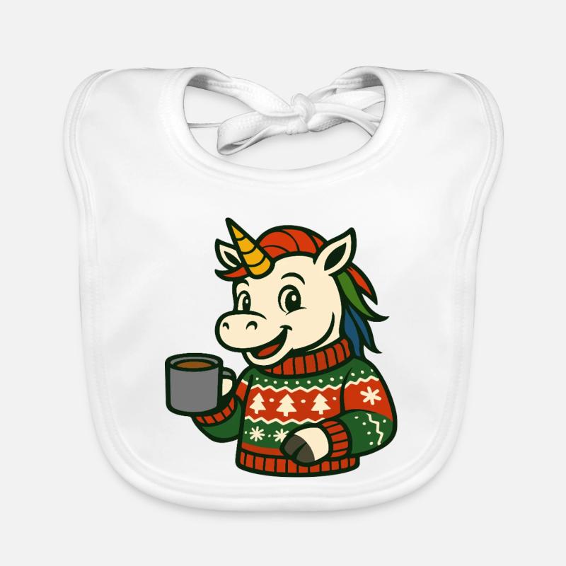 Einhorn Cozy Pullover Heißgetränk Feiertagskunst Baby Bio-Lätzchen