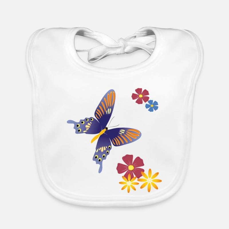 Papillon avec des fleurs Bavoir bio Bébé