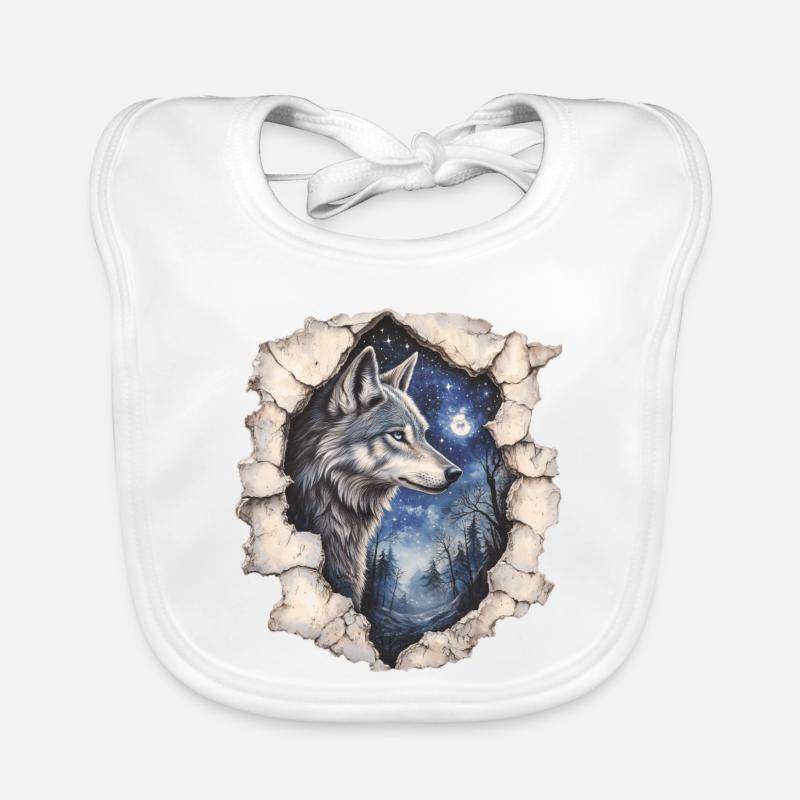 Wolf mit Sternenhimmel Baby Bio-Lätzchen