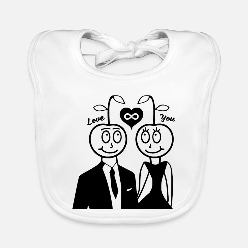 Happy Kirsche - Paar Design - Baby Bio-Lätzchen - Weiß