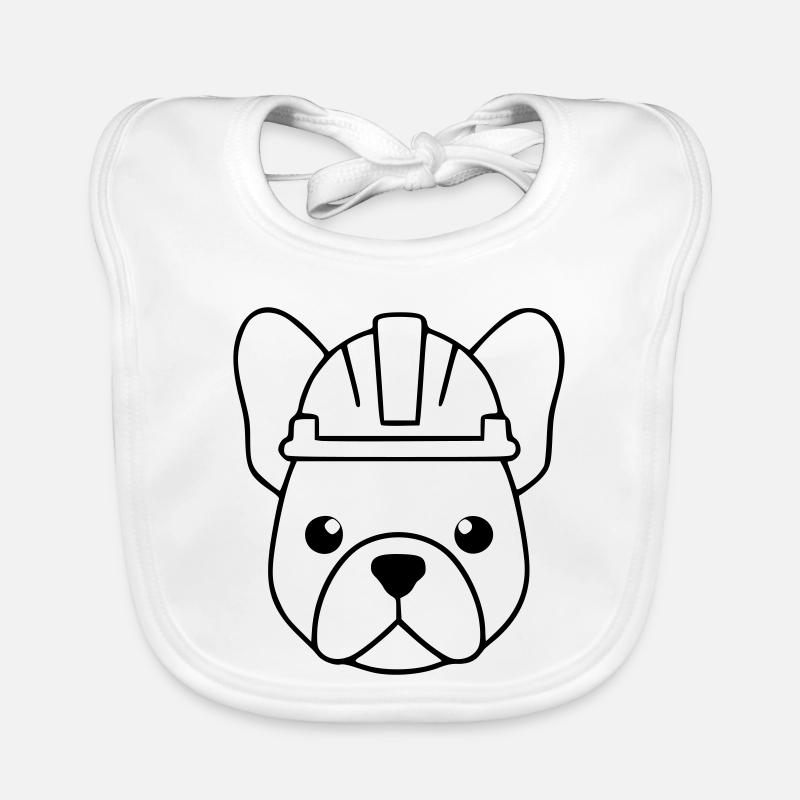 Frenchie Construction Worker Helmet Outline Organic Baby Bibs