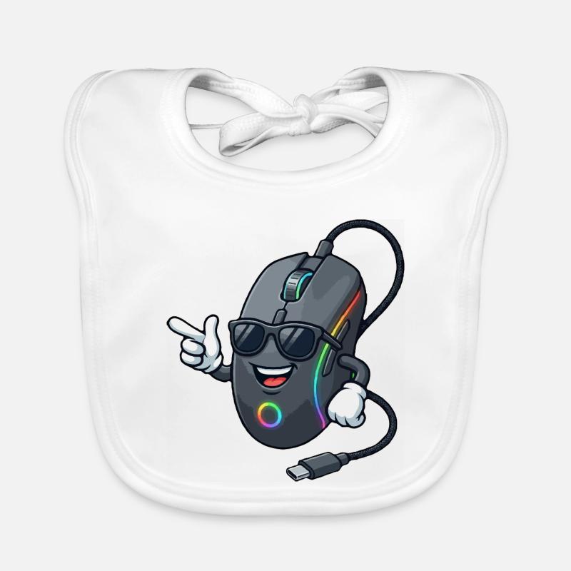 RGB Gaming Mouse Mascot Organic Baby Bibs