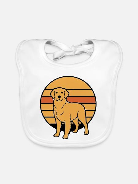 Dog Retriever Retro Sunset - Organic Baby Bibs - white - Front