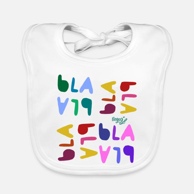 Bla blah blah - Organic Baby Bibs - white