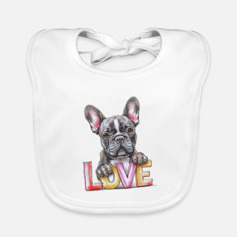 Amour du bouledogue français Bavoir bio Bébé