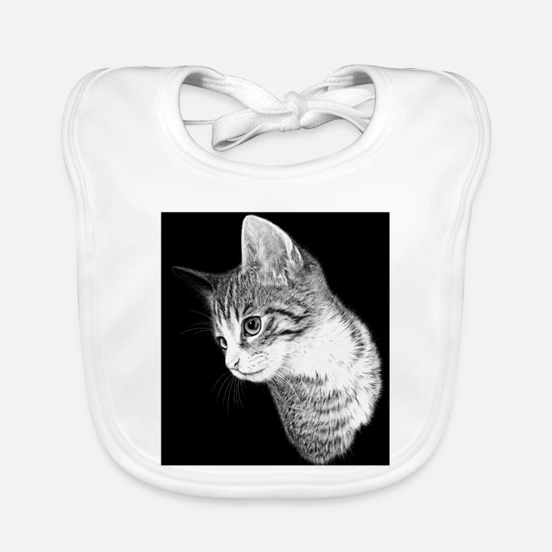 Silhouette de chat en noir et blanc Bavoir bio Bébé