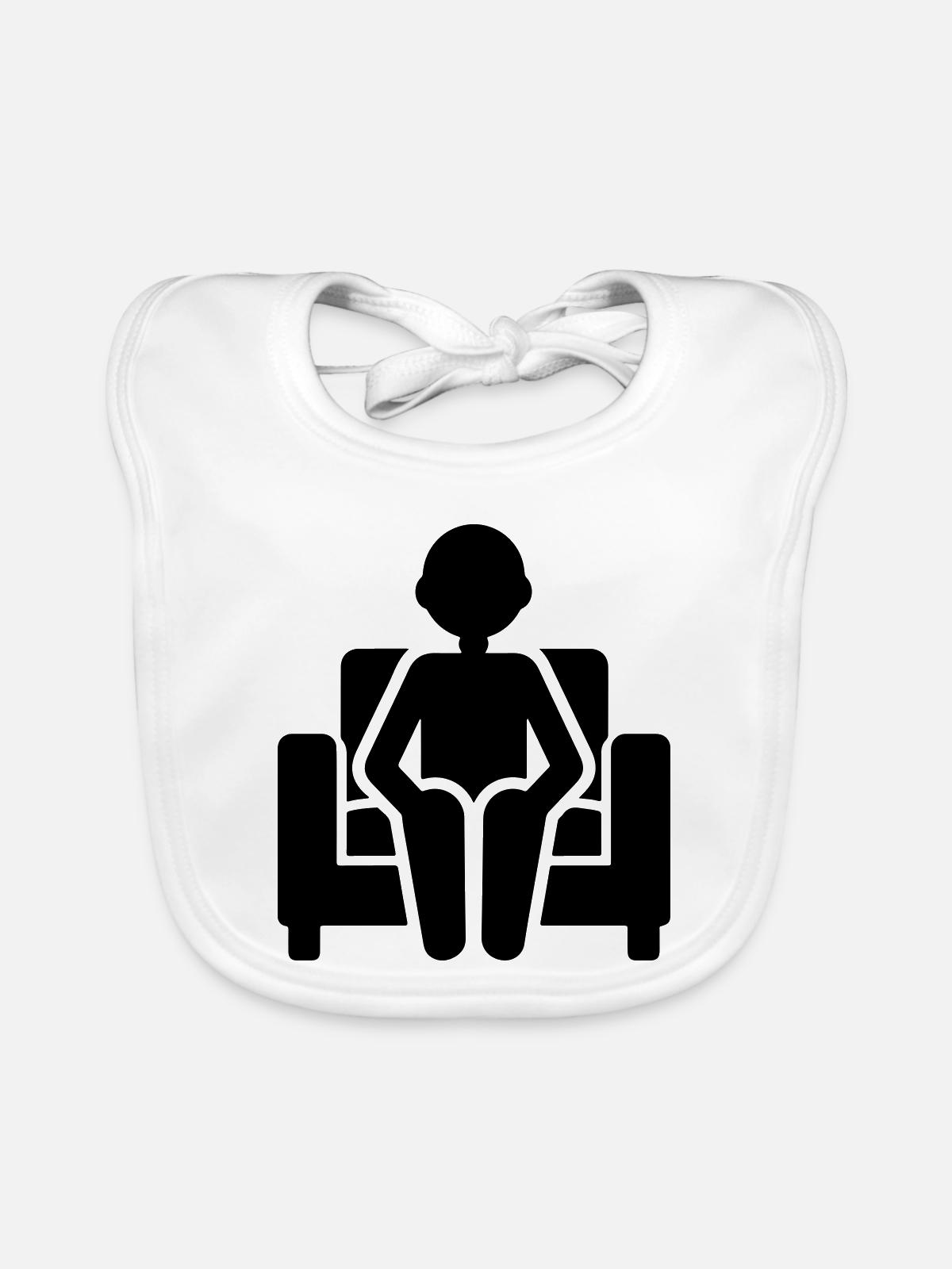 Couch Sitzen Faul - Baby Bio-Lätzchen - Weiß - Vorne