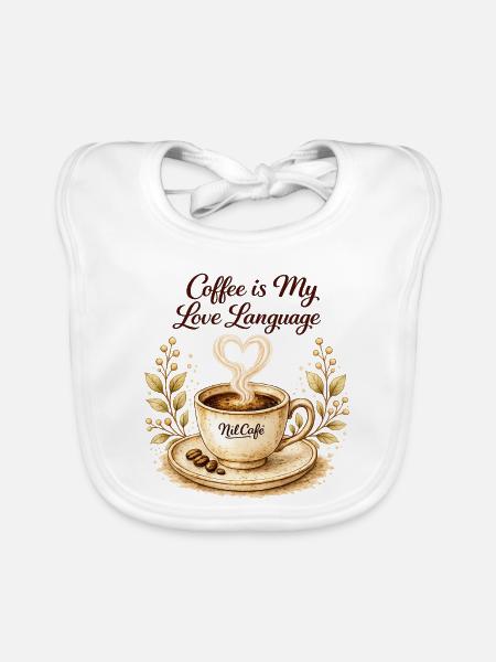coffe_ist_my_live_language - Baby Bio-Lätzchen - Weiß - Vorne