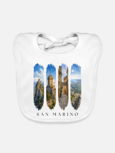 San Marino Travel – Festung & Natur Motiv - Baby Bio-Lätzchen - Weiß