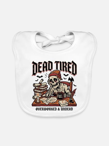 Dead Tired Skull Halloween - Baby Bio-Lätzchen - Weiß