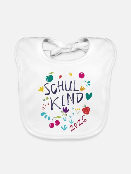 Schulkind 2026  - Baby Bio-Lätzchen - Weiß - Vorne