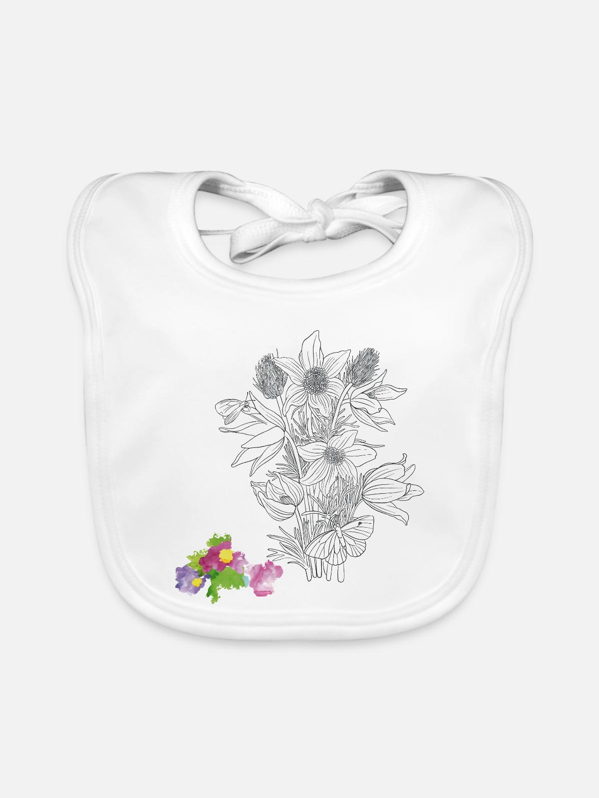 Blumenstrauß - Baby Bio-Lätzchen - Weiß - Vorne