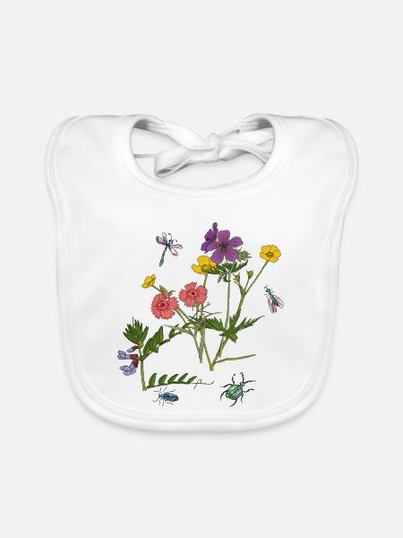 Blumenwiese - Baby Bio-Lätzchen - Weiß