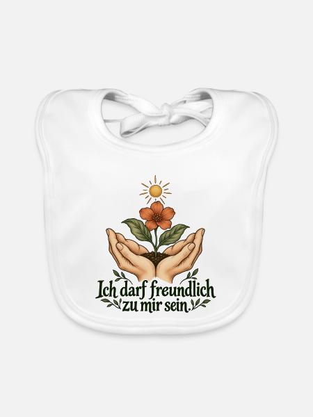 Selbstmitgefühl darf wachsen - Baby Bio-Lätzchen - Weiß - Vorne