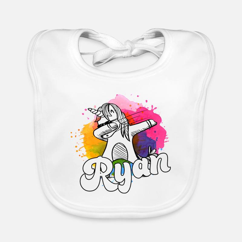 RYAN - Beau nom de garçon avec licorne cool Bavoir bio Bébé