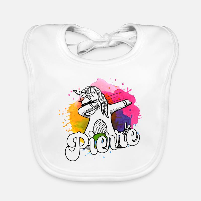 PIERRE - Beau nom de garçon avec licorne cool Bavoir bio Bébé