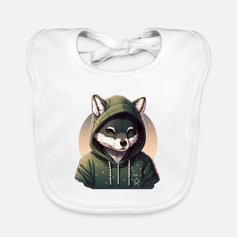 Loup avec sweat à capuche kawaii Bavoir bio Bébé