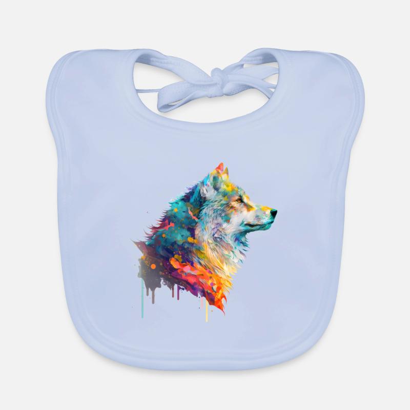Aquarell Wolf Baby Bio-Lätzchen