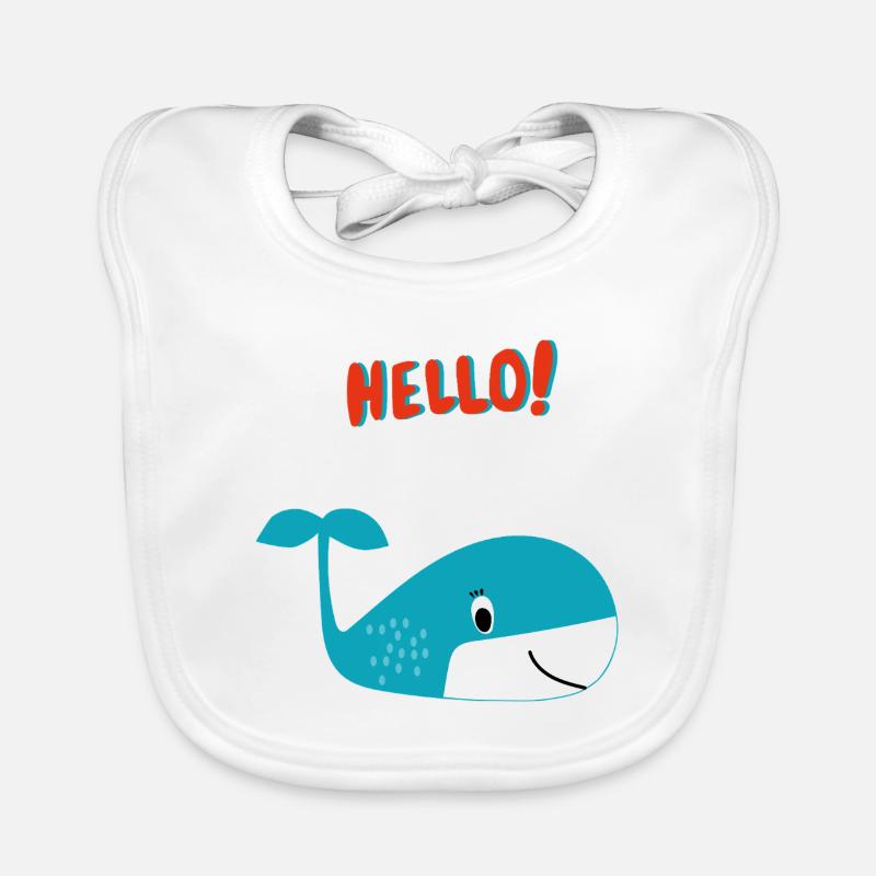 Fröhlicher Wal sagt Hallo - Geschenkidee Baby Bio-Lätzchen
