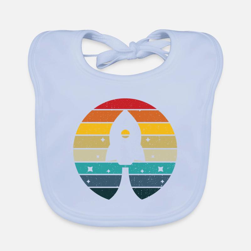 Fusée rétro de décollage de coucher du soleil fusée d’eau et modèle Bavoir bio Bébé