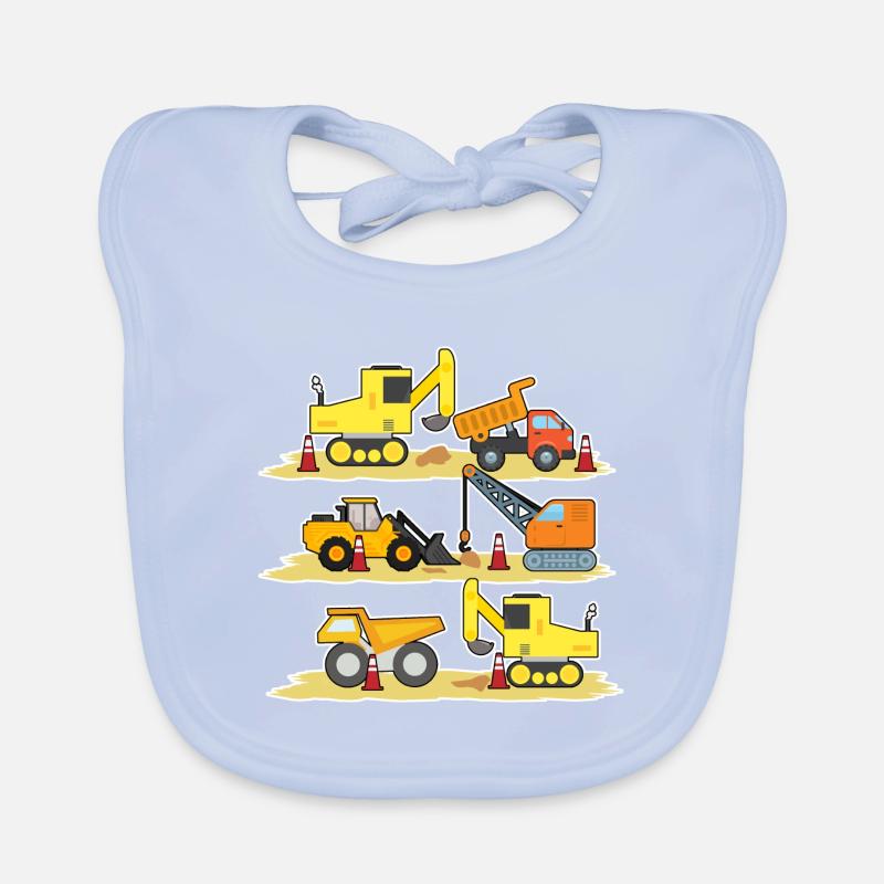 Excavatrice Chantier de construction Ouvrier de construction Camion de construction I Cadeau Bavoir bio Bébé