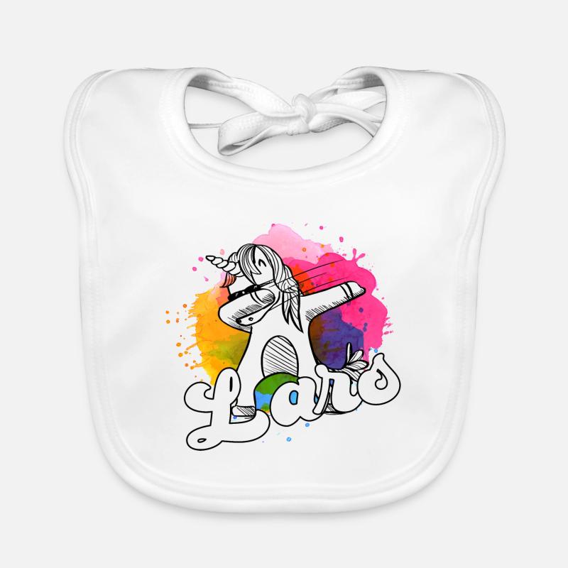 LARS - Schöner Jungen Name mit Coolem Einhorn Baby Bio-Lätzchen