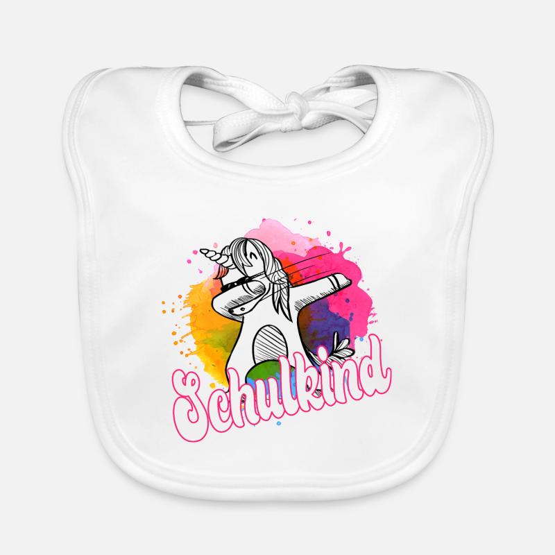 Licorne dabbing cool: Enfin écolier! Bavoir bio Bébé