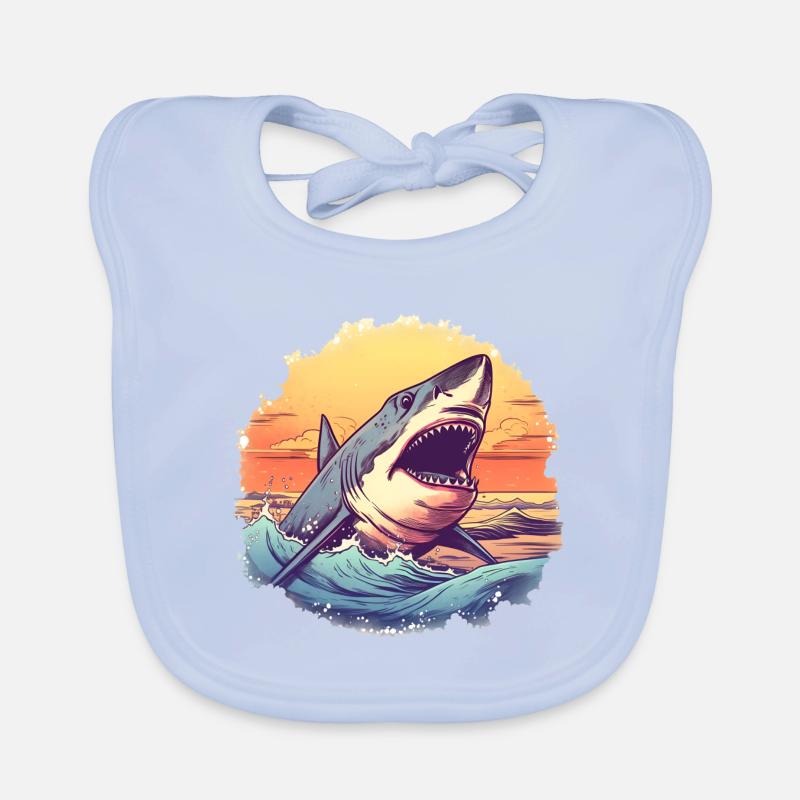 Grand requin blanc Bavoir bio Bébé