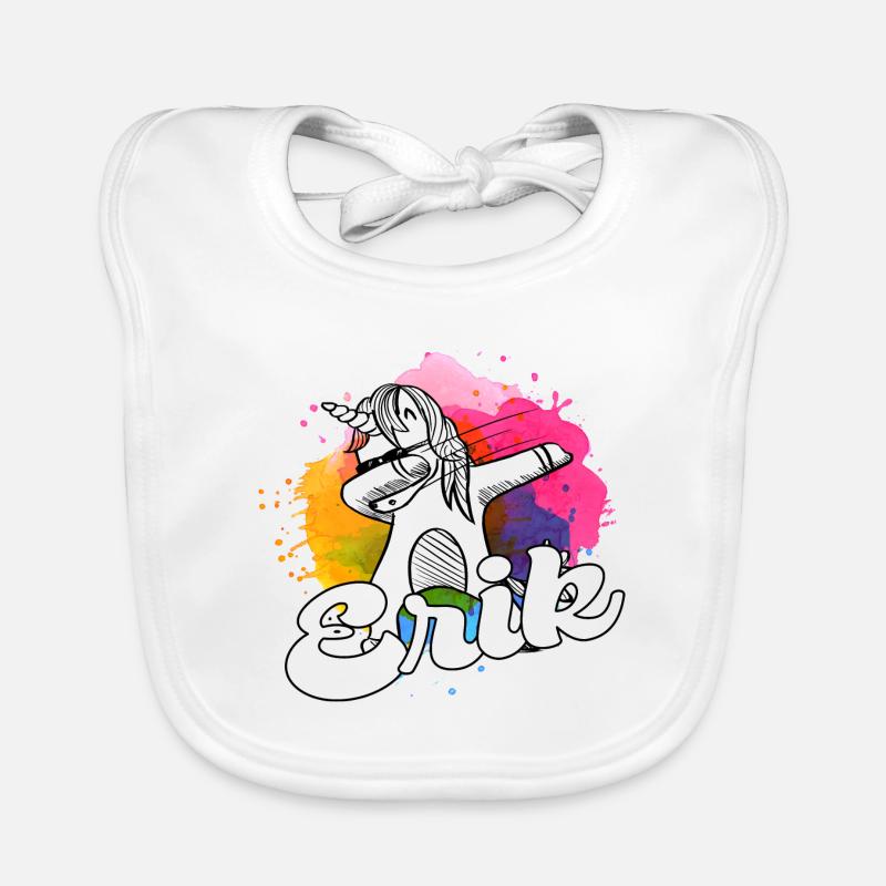ERIK - Beautiful Boy Name with Cool Unicorn Organic Baby Bibs