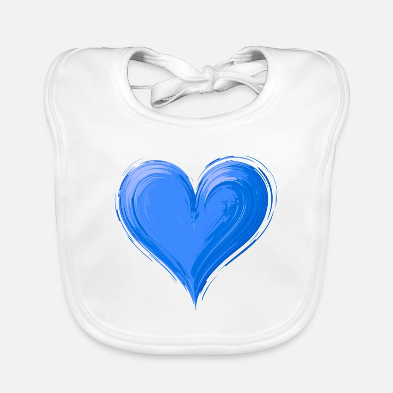 Hand Painted Blue Heart Organic Baby Bibs