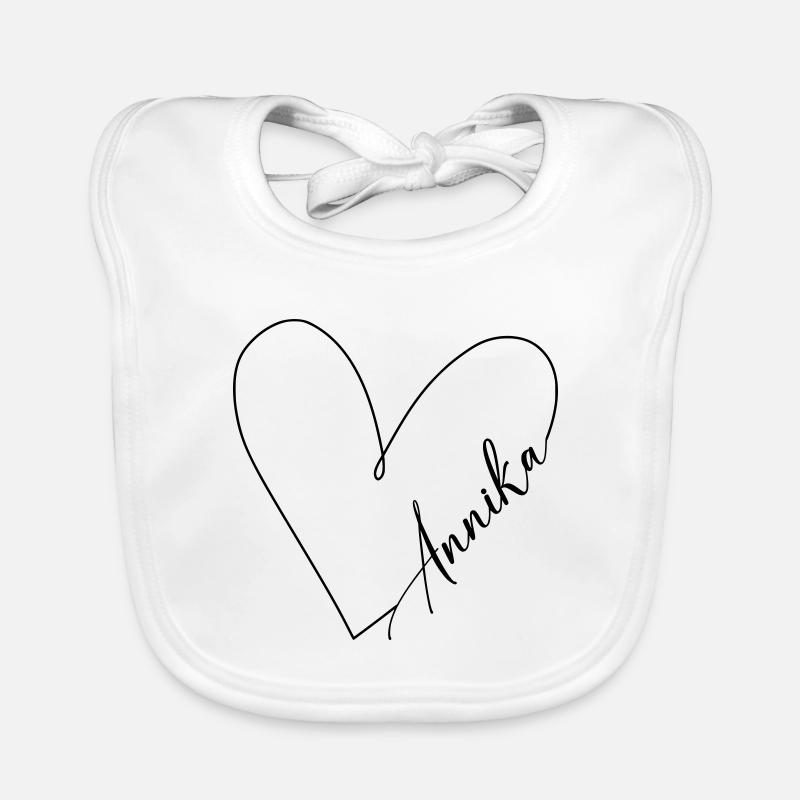 Annika Name Heart Line Organic Baby Bibs