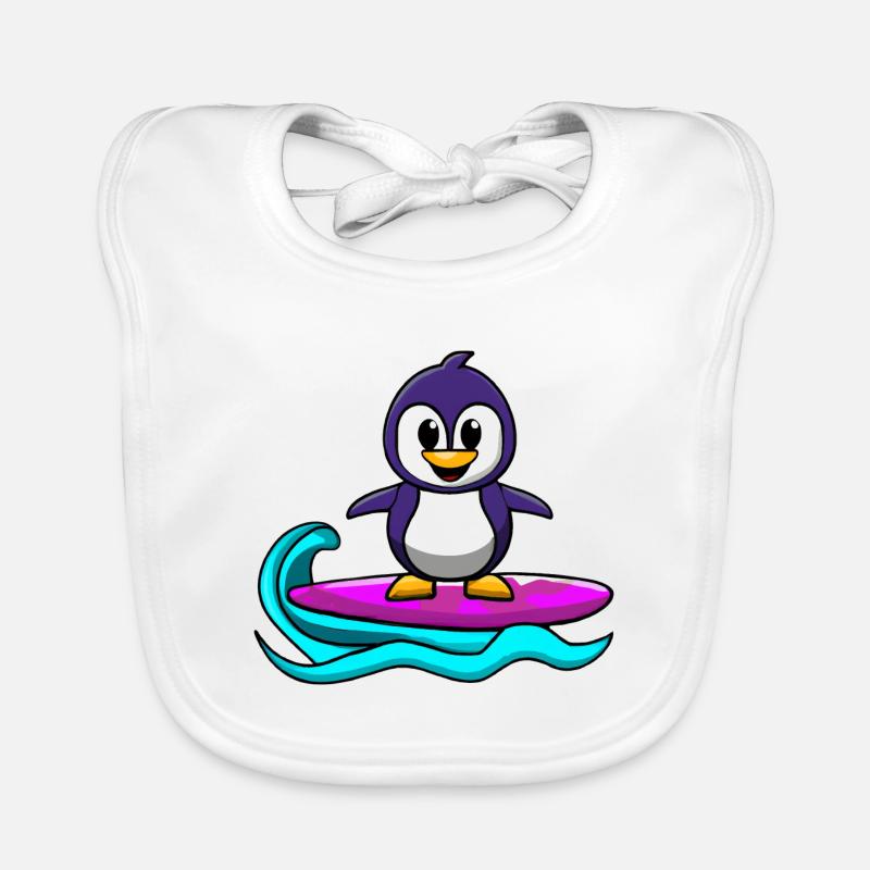 Süßer Kawaii Pinguin auf Surfbrett Baby Bio-Lätzchen