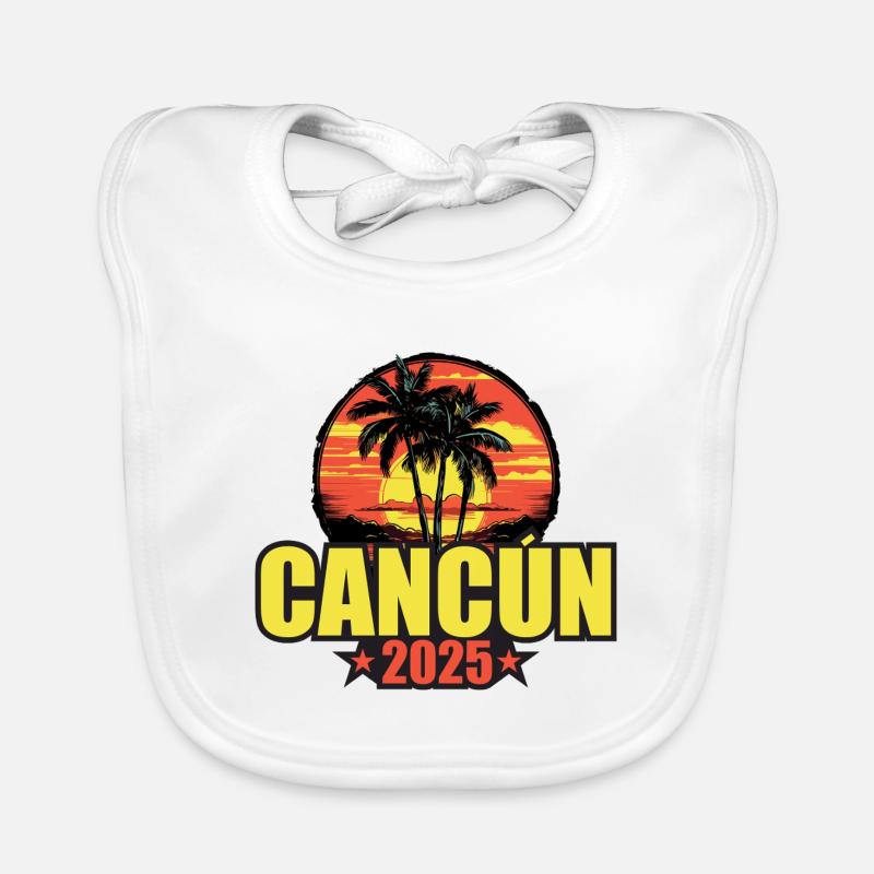 Cancun 2025 Urlaub Palmen Bunt Baby Bio-Lätzchen