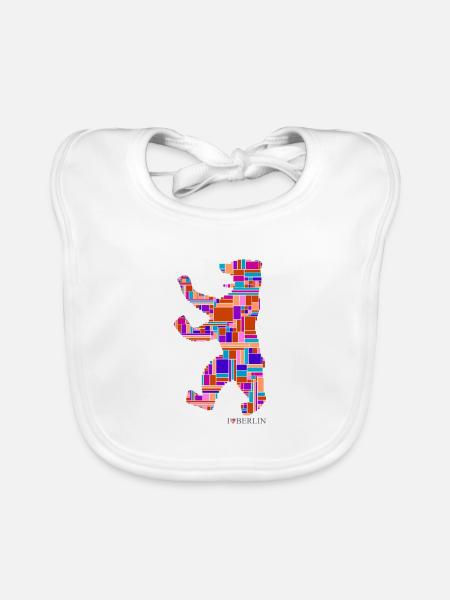 I Love Berlin Shirt - Berlin Bär Design - Berlin - Bavoir bio Bébé - blanc - Devant