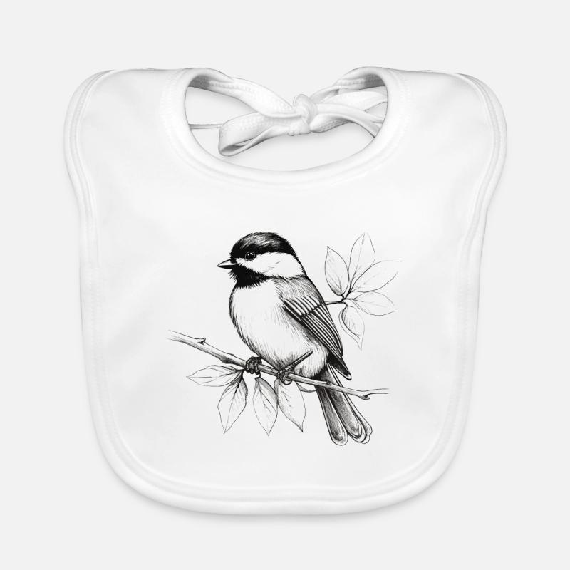 Chickadee bird drawing Organic Baby Bibs