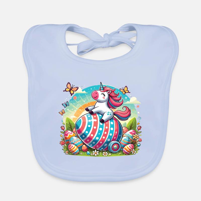 Easter Unicorn – Colorful Easter Egg Design Organic Baby Bibs