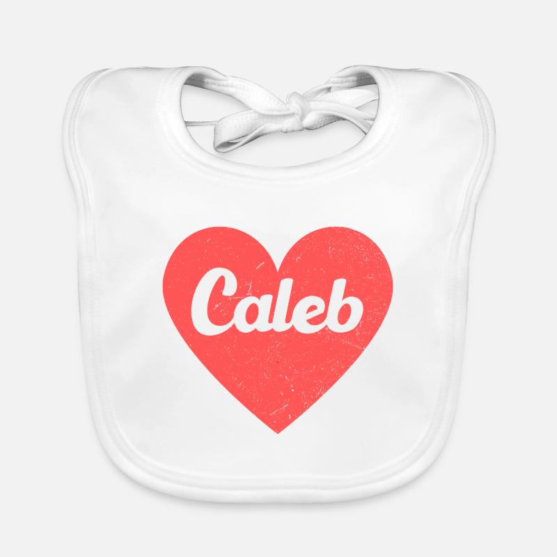 Caleb Name Rotes Herz Liebe Fan Retro Baby Bio-Lätzchen