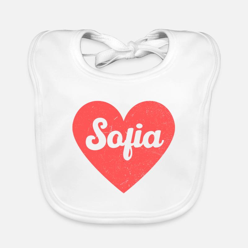 Sofia Nom Coeur Rouge Amour Fan Rétro Bavoir bio Bébé