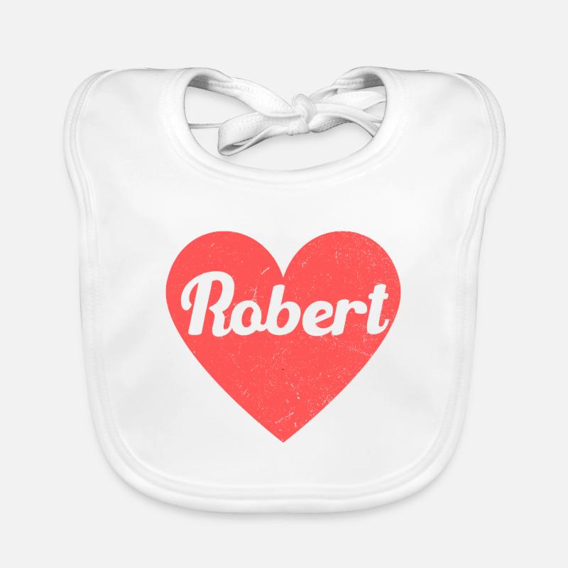 Robert Name Rotes Herz Liebe Fan Retro Baby Bio-Lätzchen