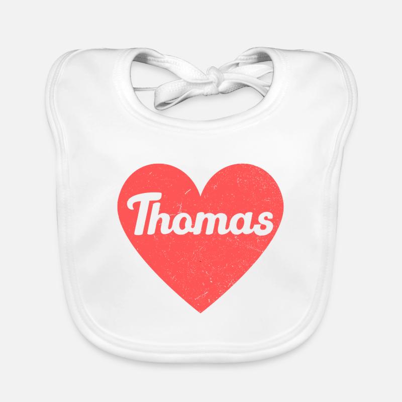 Thomas Name Rotes Herz Liebe Fan Retro Baby Bio-Lätzchen