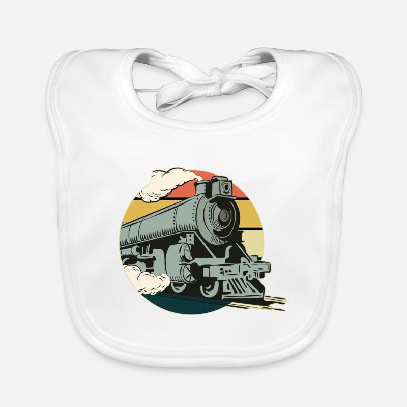 Train - Bavoir bio Bébé - blanc