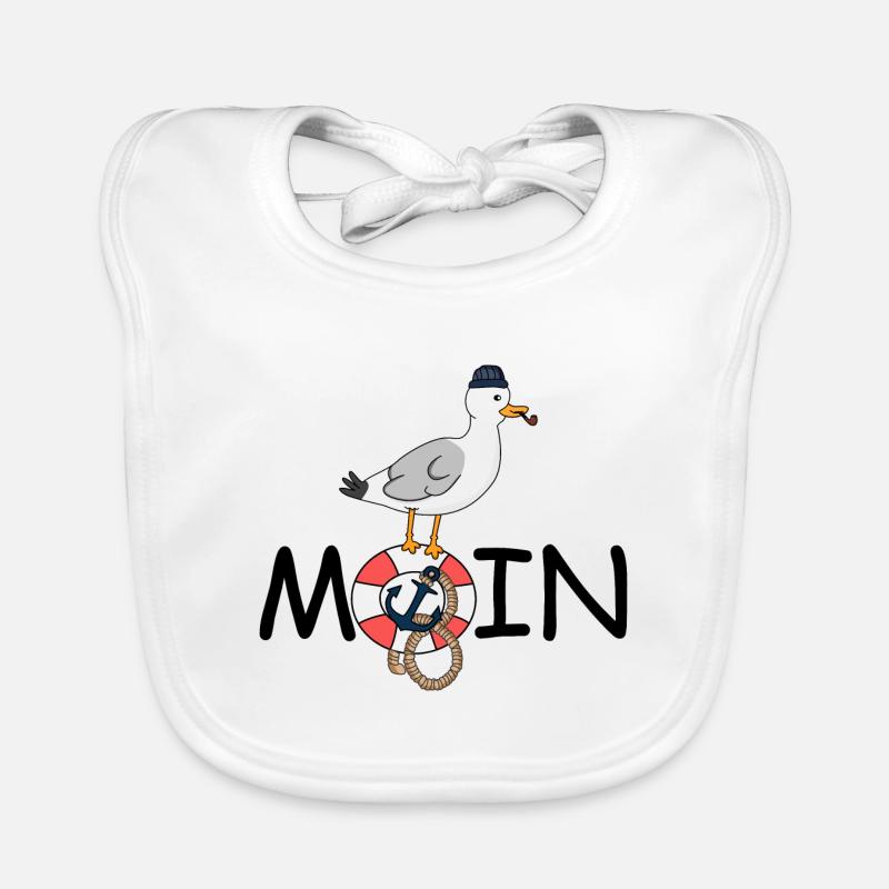 Möwe Moin - Baby Bio-Lätzchen - Weiß