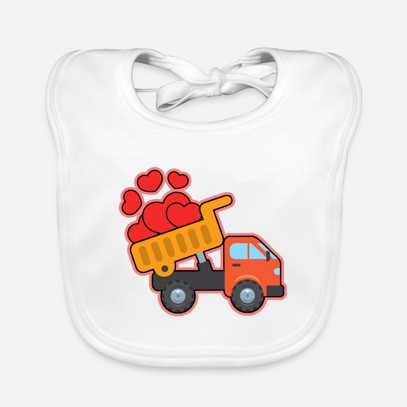 Bagger Baustelle Bauarbeiter Bau Herz I Geschenk Baby Bio-Lätzchen