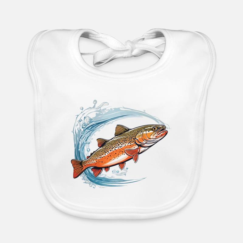 Conception passionnée de poisson pêcheur à la truite - Bavoir bio Bébé - blanc