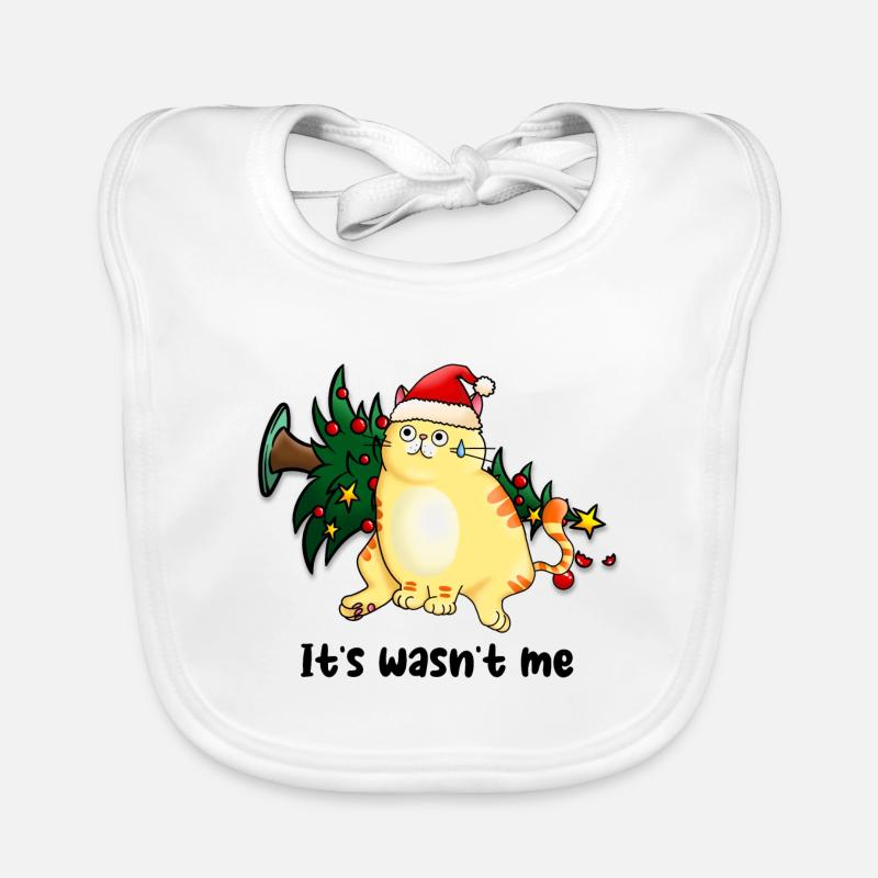 Noël drôle chat arbre de Noël chat moche - Bavoir bio Bébé - blanc