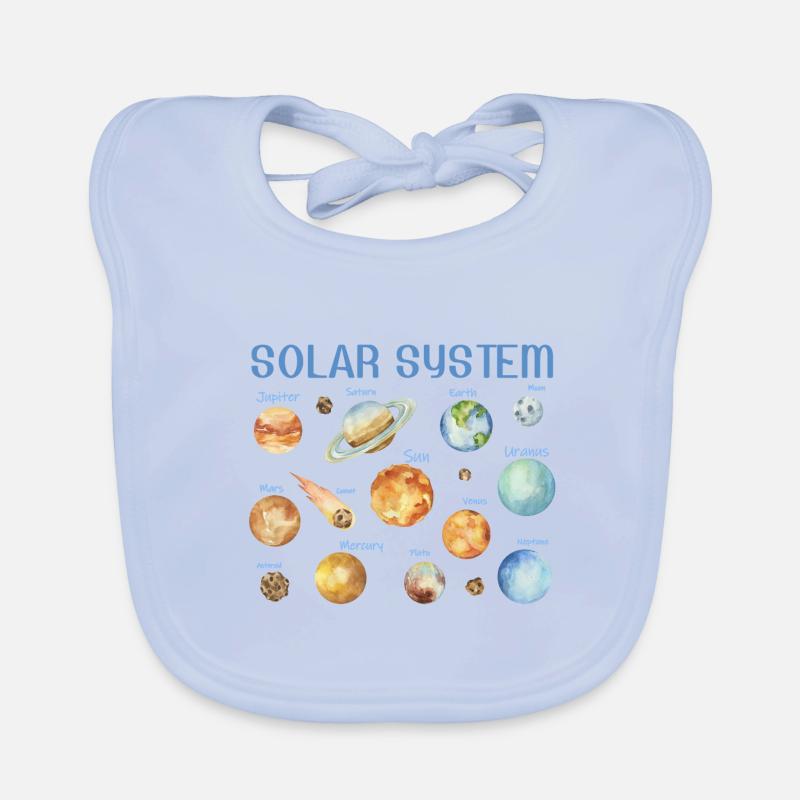 Merveille d’aquarelle - Système solaire nommé Bavoir bio Bébé