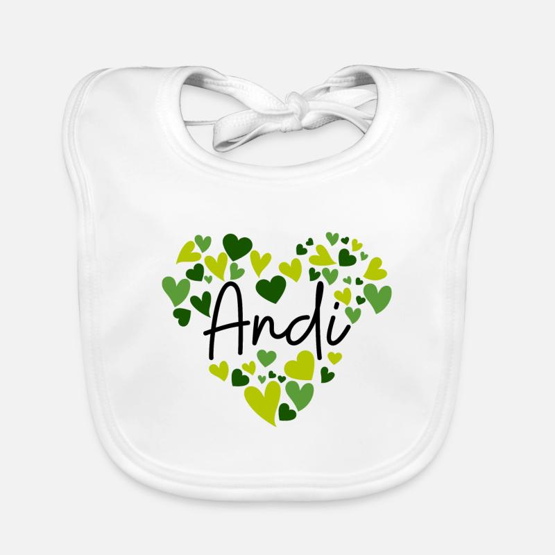 J’adore les cœurs Andi en vert Bavoir bio Bébé
