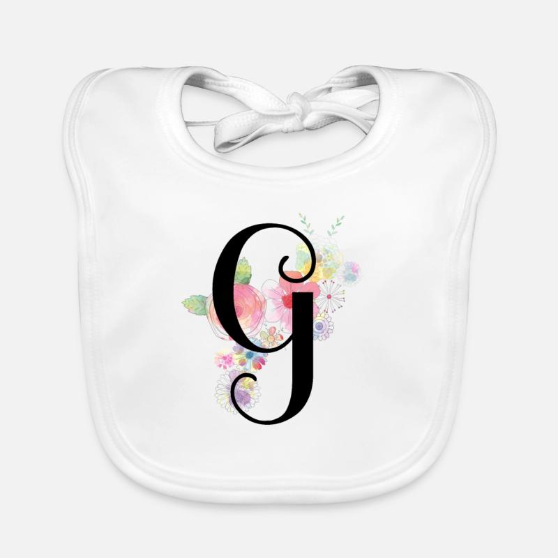 Monogramm Buchstabe G mit Pastellblüten Baby Bio-Lätzchen