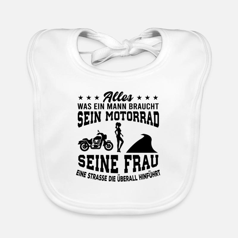 Mann Motorrad - Baby Bio-Lätzchen - Weiß